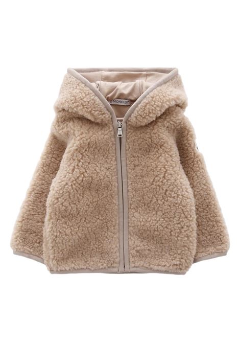 Felpa Con Zip e Cappuccio In Pile Effetto Teddy Beige MONCLER ENFANT | Felpe | 951-8G00001 89A3X239