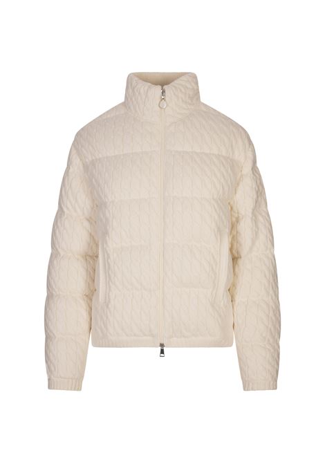 White Padded Cardigan with Braided Knit MONCLER | Knitwear | 093-9B00003 M7105034
