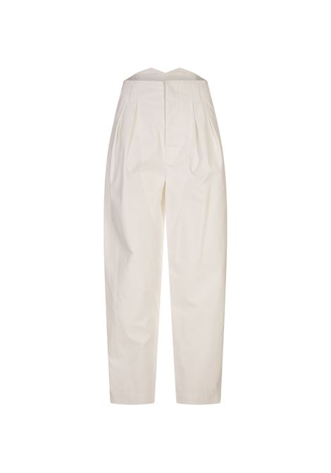 Pantaloni Carrot Fit In Diagonale Di Cotone Bianco MOSCHINO | 252EA030355180002