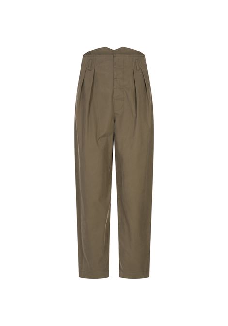 Pantaloni Carrot Fit In Diagonale Di Cotone Verde Militare MOSCHINO | 252EA030355180426