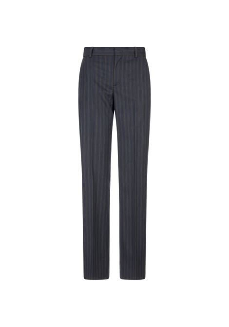 Pantaloni Sartoriali In Lana Vergine Blu a Righe MOSCHINO | 252EA030655361290
