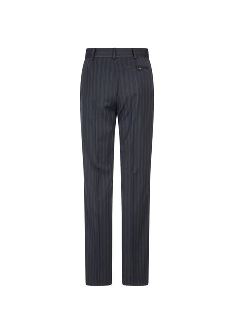 Pantaloni Sartoriali In Lana Vergine Blu a Righe MOSCHINO | 252EA030655361290