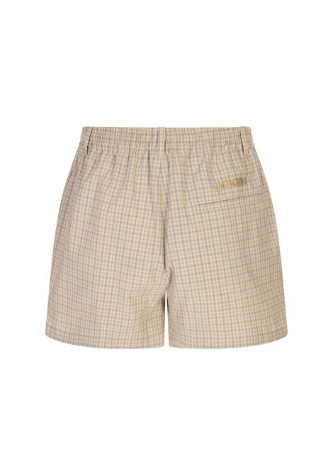 Shorts In Popeline a Quadretti Beige Goose Embroidery MOSCHINO | 252EA031755482081