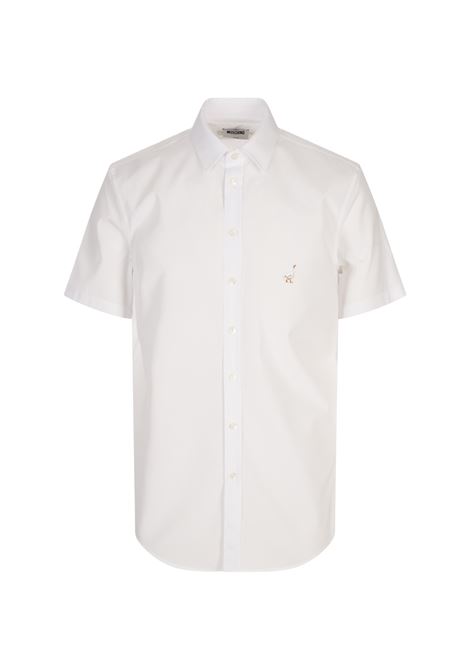 Camicia a Maniche Corte In Popeline Bianco Goose Embroidery MOSCHINO | 252ZZA024052351001
