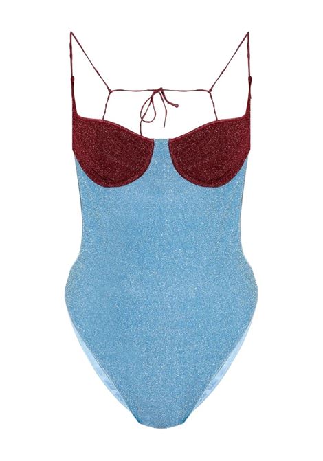 Crystal - Burgundy Lumiere Bicolor Balconette Maillot One-Piece Swimsuit OSEREE | Swimwear | LXF257-LUREXCRYSTAL/BURGUNDY