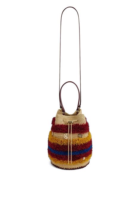 Borsa Secchiello In Rafia Rossa/Naturale/Blu RABANNE | 25ASS0478NAT061P968