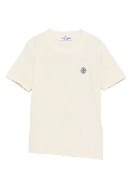 Light Ivory Cotton Jersey T-Shirt STONE ISLAND JUNIOR | T-Shirts | S16-2100006 S0050V0093