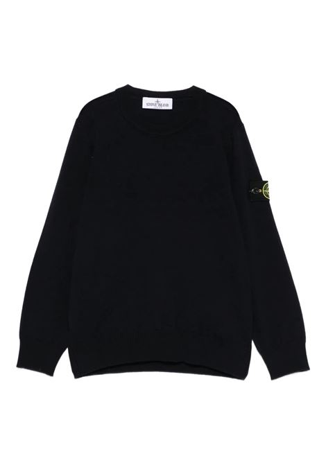 Maglione Girocollo Blu Navy In Morbido Cotone Organico STONE ISLAND JUNIOR | Maglieria | S16-5100009 S0C04V0020