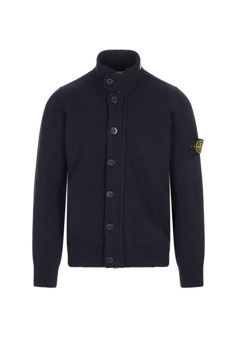 Blue Sweater with Buttons and Felt Details STONE ISLAND | Knitwear | S15-5100047 S00A3V0020