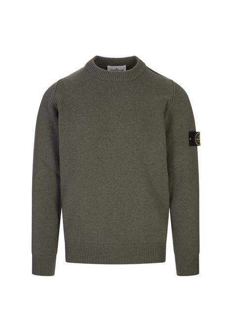 Maglione Girocollo Verde Militare Con Ddettagli a Punto Rovescio STONE ISLAND | Maglieria | S15-5100072 S00A3V0054
