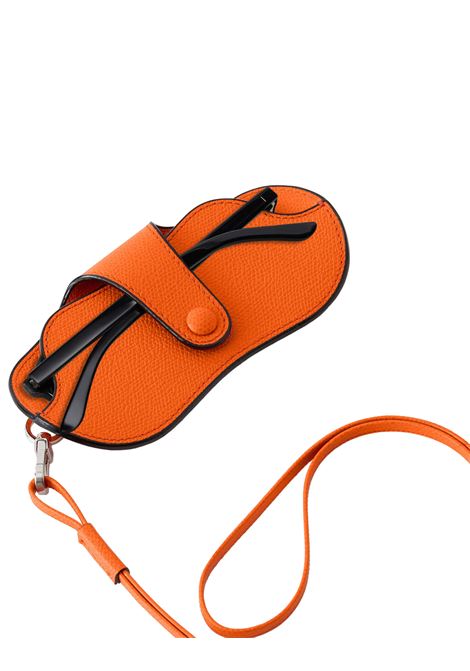 Porta Occhiali con Tracolla Arancio Aragosta VALEXTRA | SGNL0084028LRLGC99AR