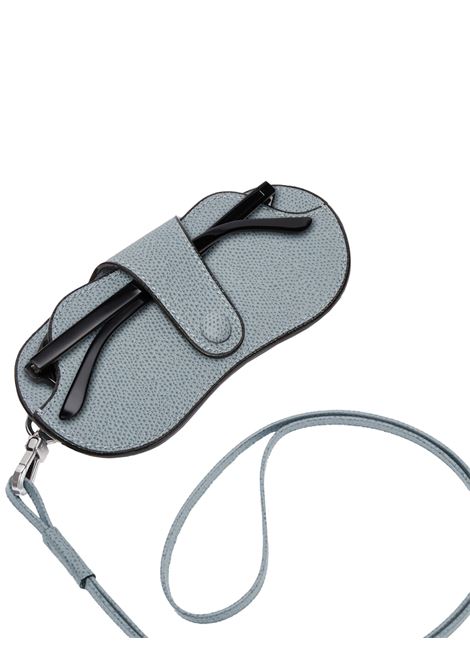 Porta Occhiali con Tracolla Blu Camicia VALEXTRA | SGNL0084028LRLGC99BG