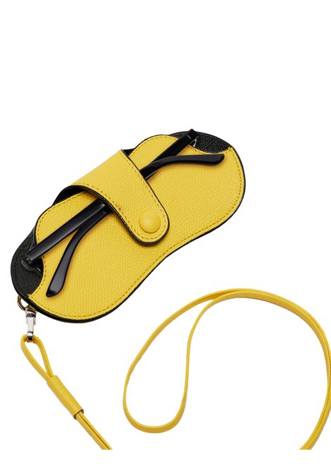 Porta Occhiali con Tracolla Giallo Lime VALEXTRA | SGNL0084028LRLGC99JJNN
