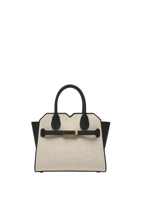 Borsa a Due Manici Milano Canvas Mini in marrone Sabbia e Nero VALEXTRA | WBMI0016792TOC99MSNN