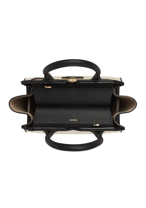 Borsa a Due Manici Milano Canvas Mini in marrone Sabbia e Nero VALEXTRA | WBMI0016792TOC99MSNN