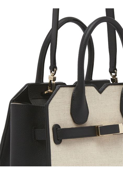 Borsa a Due Manici Milano Canvas Mini in marrone Sabbia e Nero VALEXTRA | WBMI0016792TOC99MSNN
