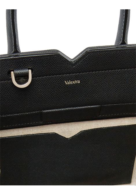 Borsa a Due Manici Milano Canvas Mini in marrone Sabbia e Nero VALEXTRA | WBMI0016792TOC99MSNN