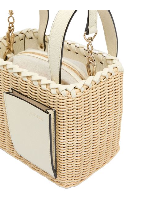 Borsa a Secchiello Soft Vimini Micro In Beige e Bianco Pergamena VALEXTRA | WBSF0079611ZOC99MGWW