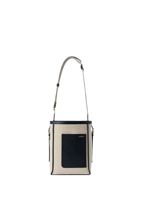 Borsa a Secchiello Soft Canvas Mini In Sabbia/Nero/Oyster/Off White VALEXTRA | WBSF0087733TOC99MSNNMW