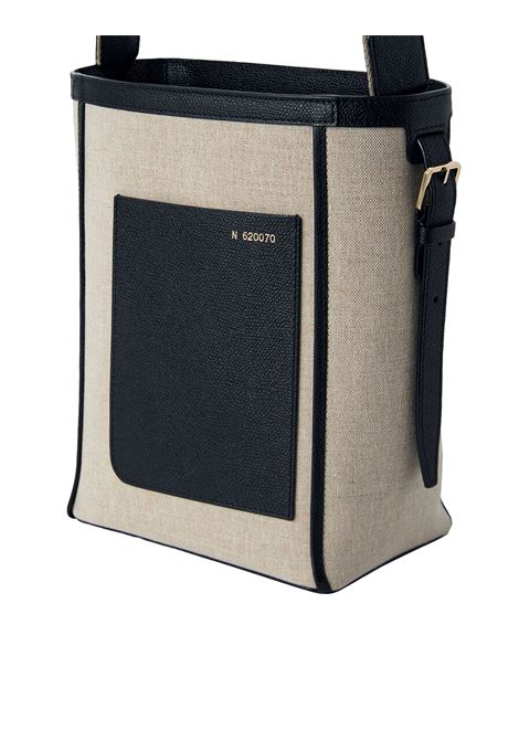 Borsa a Secchiello Soft Canvas Mini In Sabbia/Nero/Oyster/Off White VALEXTRA | WBSF0087733TOC99MSNNMW