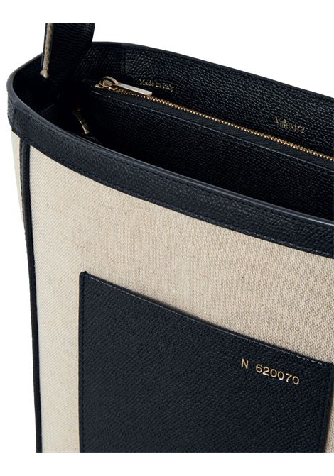 Borsa a Secchiello Soft Canvas Mini In Sabbia/Nero/Oyster/Off White VALEXTRA | WBSF0087733TOC99MSNNMW