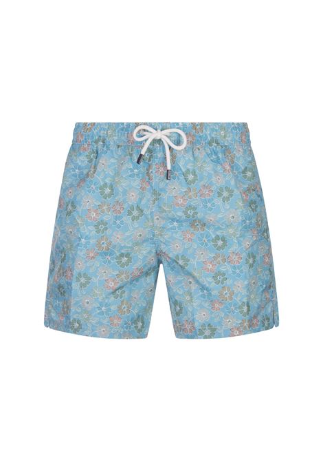 Swim Shorts Azzurri Con Pattern Di Fiori Multicolor FEDELI | 00318-C101181