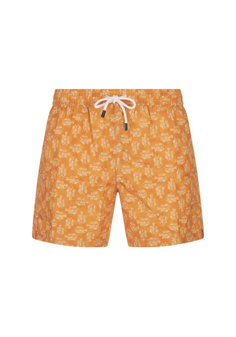 Swim Shorts Arancioni Con Pattern Di Astici FEDELI | 00318-C101246