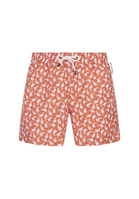 Swim Shorts Arancioni Con Pattern Di Foche FEDELI | 00318-C101254