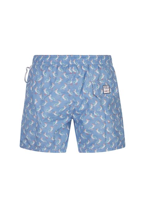 Swim Shorts Azzurri Con Pattern Di Pellicani FEDELI | 00318-C102343