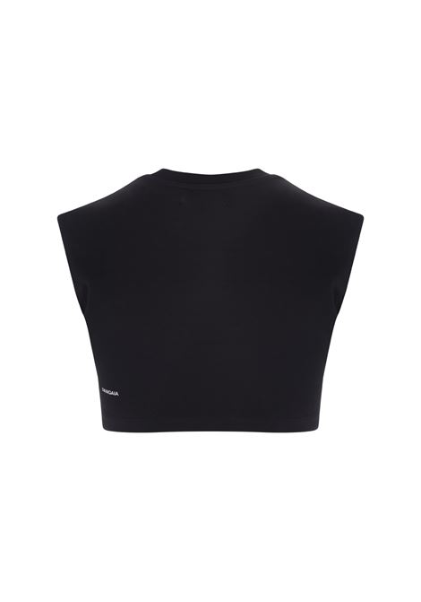 T-Shirt Fitted Crop In Cotone Riciclato Nero Donna PANGAIA | 100003589868