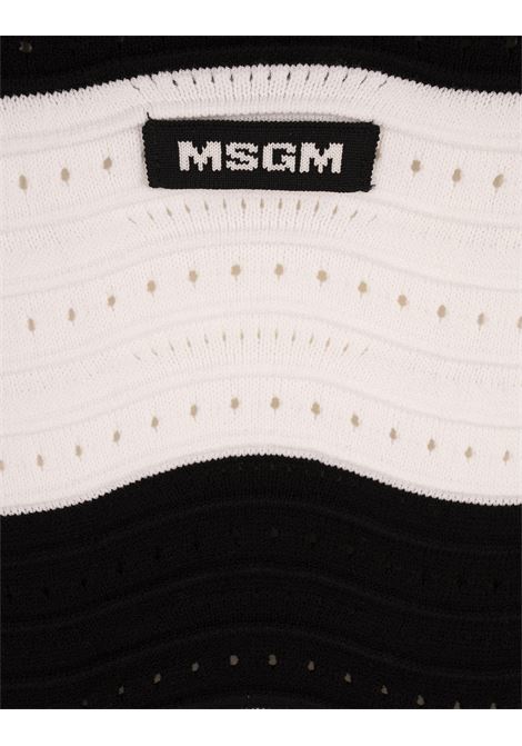 Top In Maglia a Righe Nere e Bianche MSGM | 3842MDT195-25724599