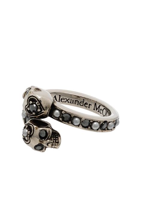 Anello Skull Wrap-Around in Argento ALEXANDER MCQUEEN | Gioielli | 553657-J160Y1328
