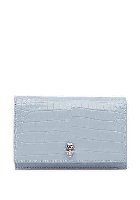 Small Skull Bag in Light Blue and Silver With Crocodile-Effect ALEXANDER MCQUEEN | Bags | 613088-1HB0I4900