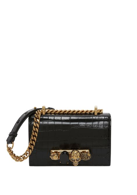 Mini Jewelled Satchel Bag In Black/Gold ALEXANDER MCQUEEN | Bags | 653134-1HB0T1001