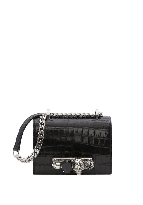 Borsa Mini Jewelled Satchel in Nero/Argento ALEXANDER MCQUEEN | Borse | 653134-1HB0Y1001