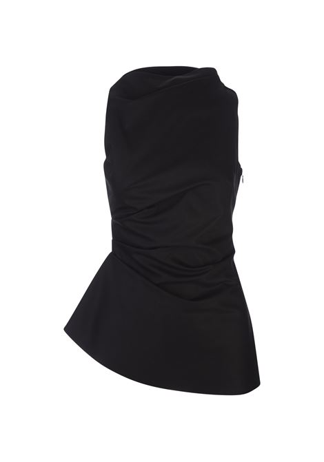 Black Asymmetric Stretch Twill Top ALEXANDER MCQUEEN | Tops | 810287-QFAAZ1000