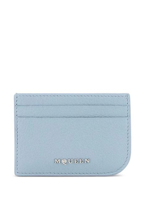Portacarte In Pelle Azzurra Con Logo Argentato ALEXANDER MCQUEEN | Portafogli | 813545-1VDCC4900