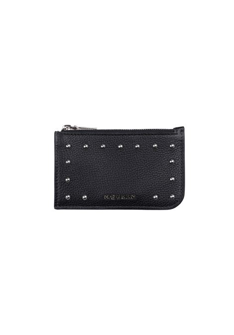 Portafogli In Pelle Nera Con Borchie ALEXANDER MCQUEEN | Portafogli | 813545-AXZ111000