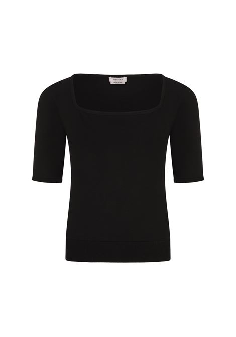 Black Top with Short Sleeves ALEXANDER MCQUEEN | Tops | 817179-Q1BCK1000