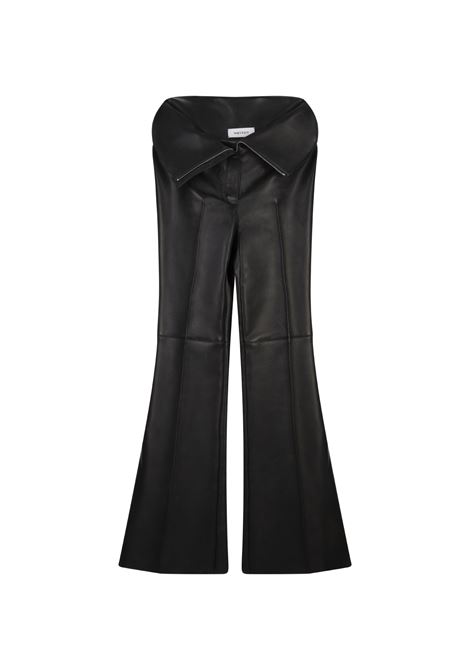 Pantaloni In Pelle Nera Con Risvolto In Vita ALEXANDER MCQUEEN | Pantaloni | 817911-Q5ANU1000