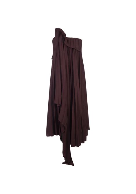 Abito Midi Asimmetrico Plissé Bordeaux ALEXANDER MCQUEEN | vestiti e tute | 819110-QEAF25006