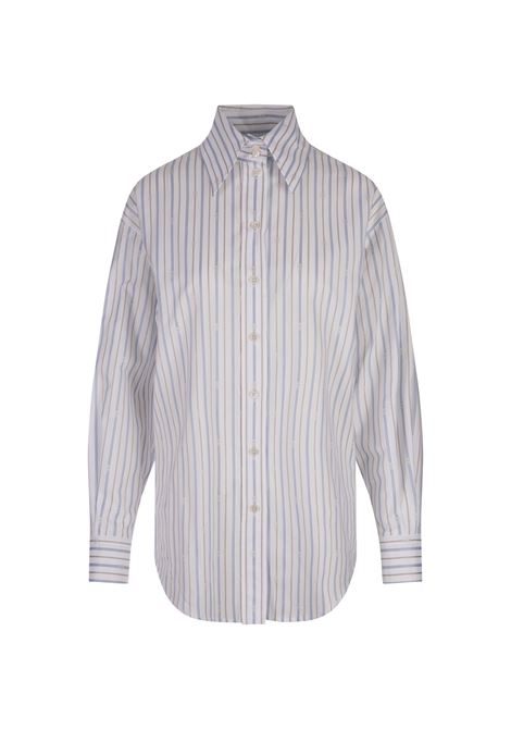 Striped Poplin Shirt with Skull Motif ALEXANDER MCQUEEN | Shirts | 819450-QAABR9216