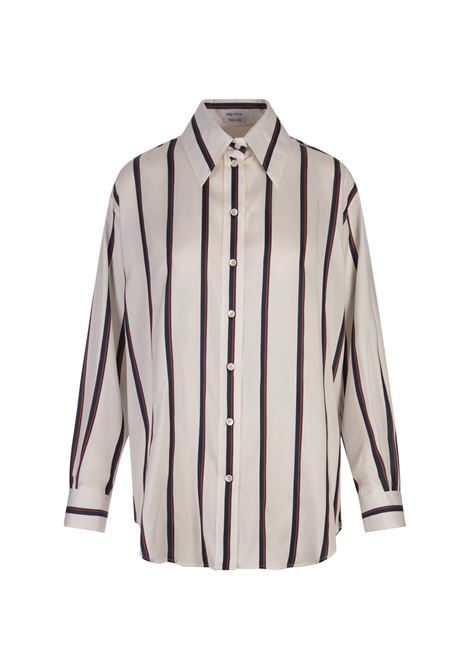 College Stripe Shirt in Ivory/Navy/Red ALEXANDER MCQUEEN | Shirts | 819450-QBAC99194
