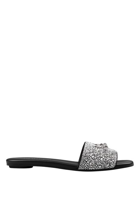 Sandali Bassi Gioiello Con T-Bar in Nero/Argento ALEXANDER MCQUEEN | Sandali | 822920-WIADN1068