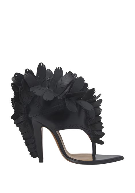 Black Feathered Sandals ALEXANDER MCQUEEN | Sandals | 823894-WIAD31000