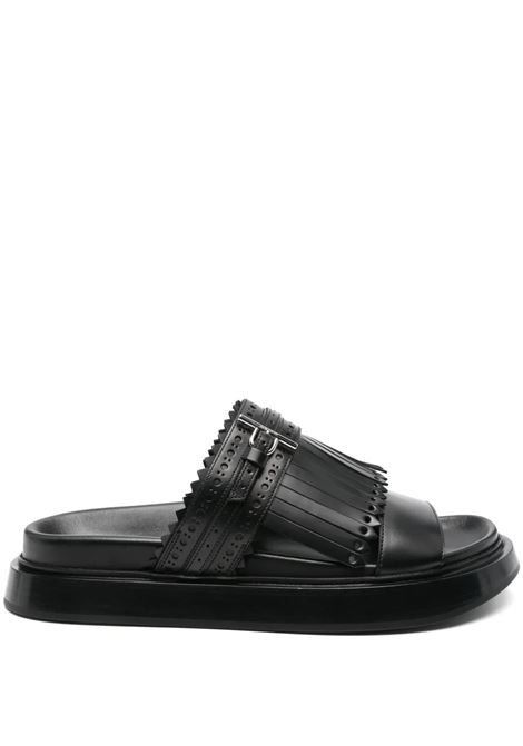 Sandali T-Bar Neri Con Frange ALEXANDER MCQUEEN | Ciabatte | 825005-WIAD11064