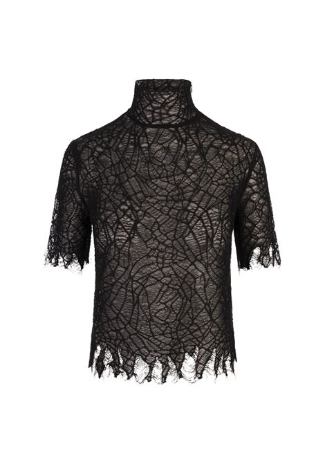 Black Lace High Neck Top ALEXANDER MCQUEEN | Tops | 829306-Q1BC91000