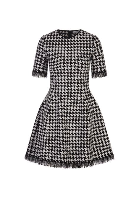 Miniabito Con Motivo Pied-De-Poule in Nero/Avorio ALEXANDER MCQUEEN | vestiti e tute | 829320-Q1BDB1080