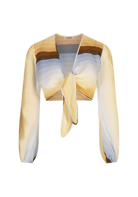 Top Susie In Lino Stampato AMOTEA | Tops | SUSIE-LINENDUSTY LIGHT BLUE/FADED YELLOW