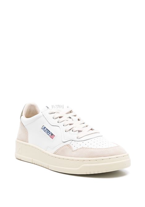 Sneakers Medalist Low In Suede e Pelle Bianca e Covert Green AUTRY | AULMLS77